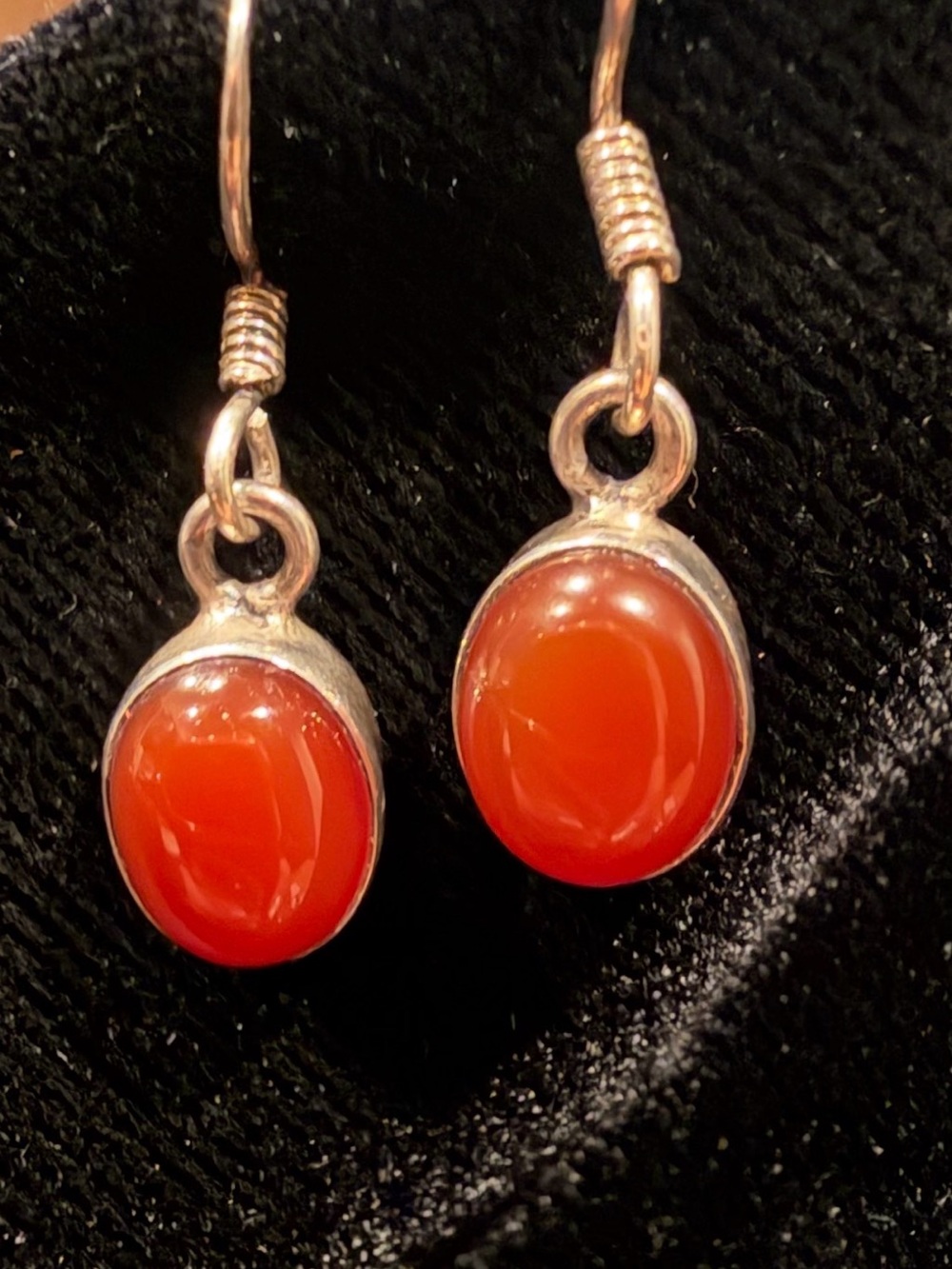 Sterling Silver Red Carnelian Drop Earrings